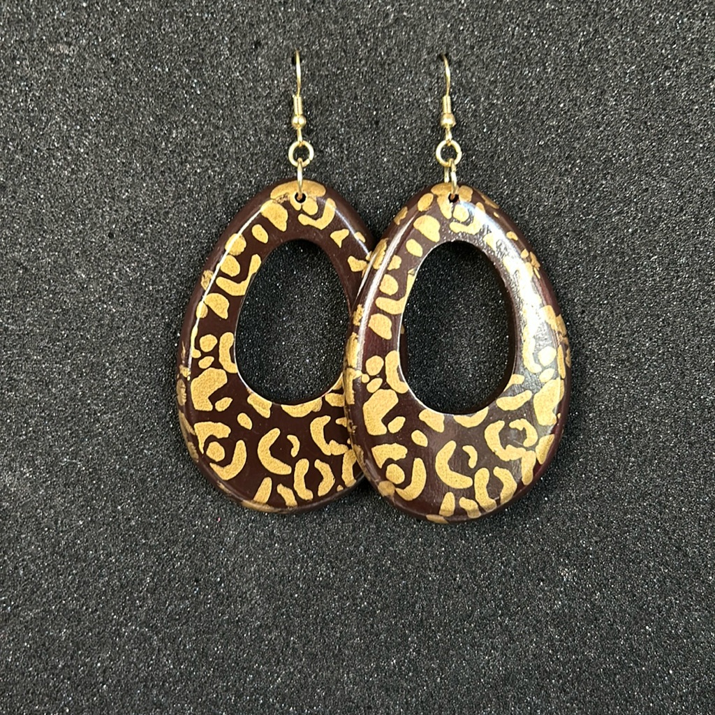 Brown Animal Print Earrings 15$